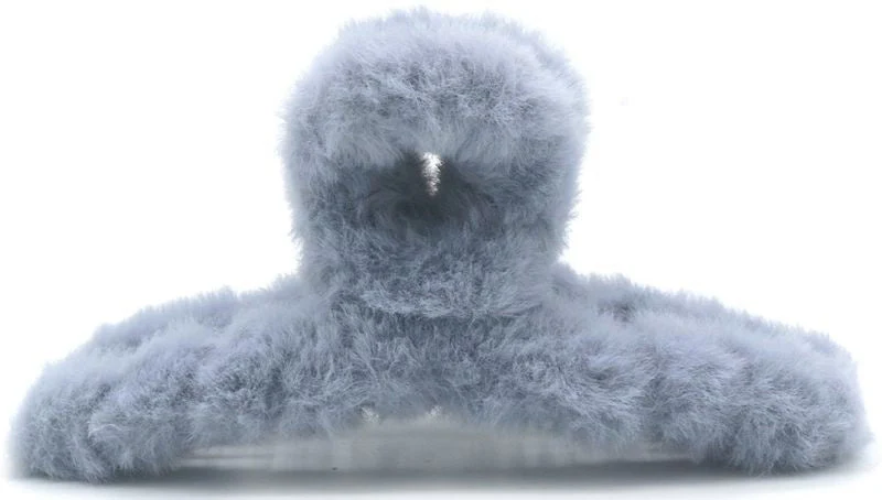 Haarklem fluffy grijs 12,5cm