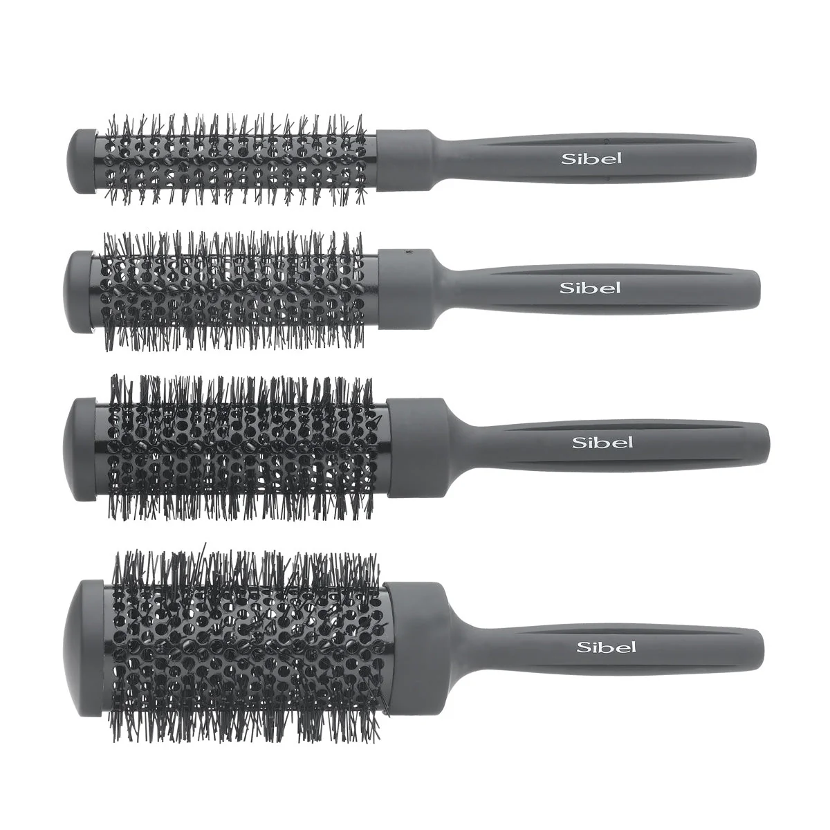 Sibel Set Thermische Borstels Rond Zwart 4st